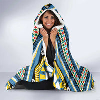 Sicily Italy Carretto Siciliano Hooded Blanket Azure Sicilian Cart Wheel Pattern