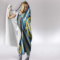 Sicily Italy Carretto Siciliano Hooded Blanket Azure Sicilian Cart Wheel Pattern