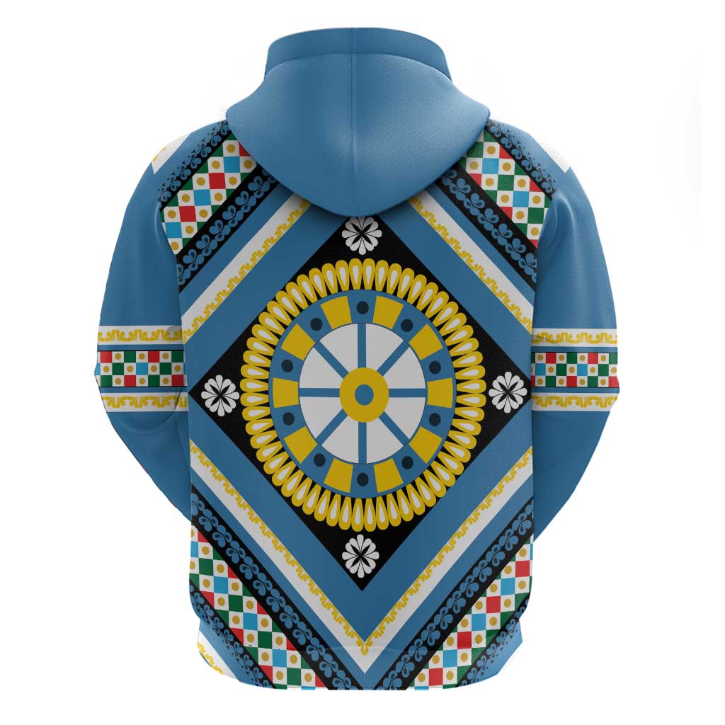 Sicily Italy Carretto Siciliano Hoodie Azure Sicilian Cart Wheel Pattern
