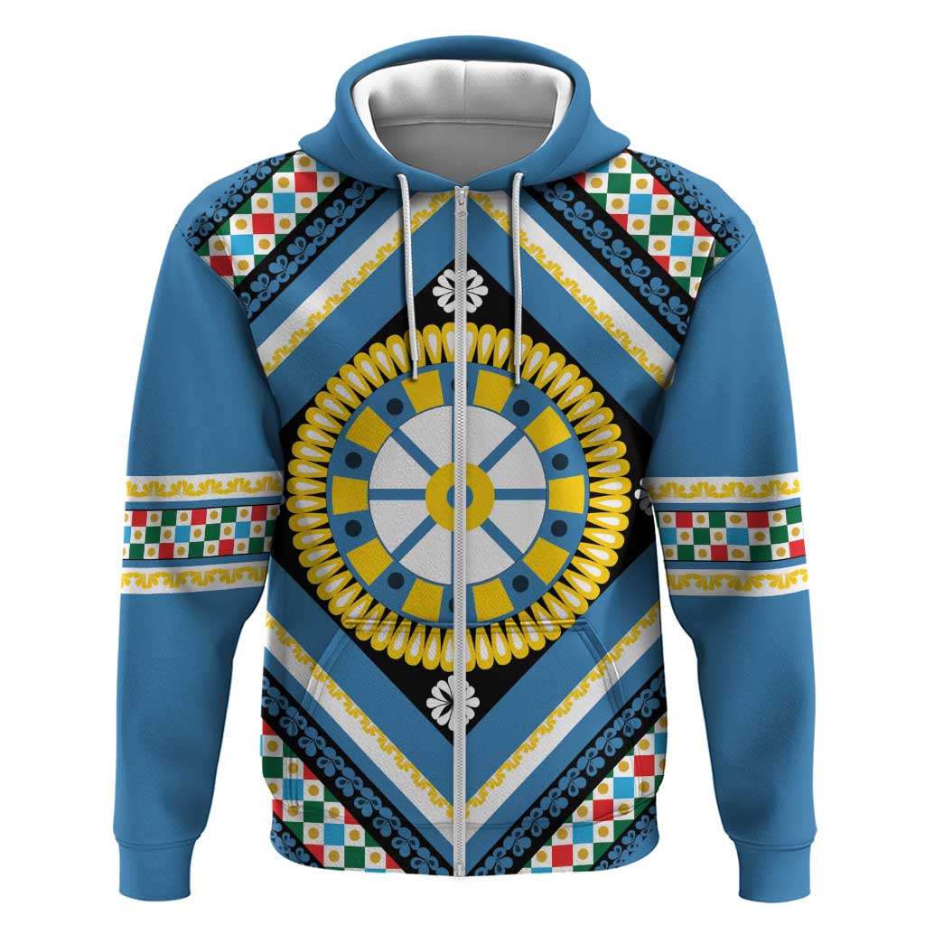 Sicily Italy Carretto Siciliano Hoodie Azure Sicilian Cart Wheel Pattern