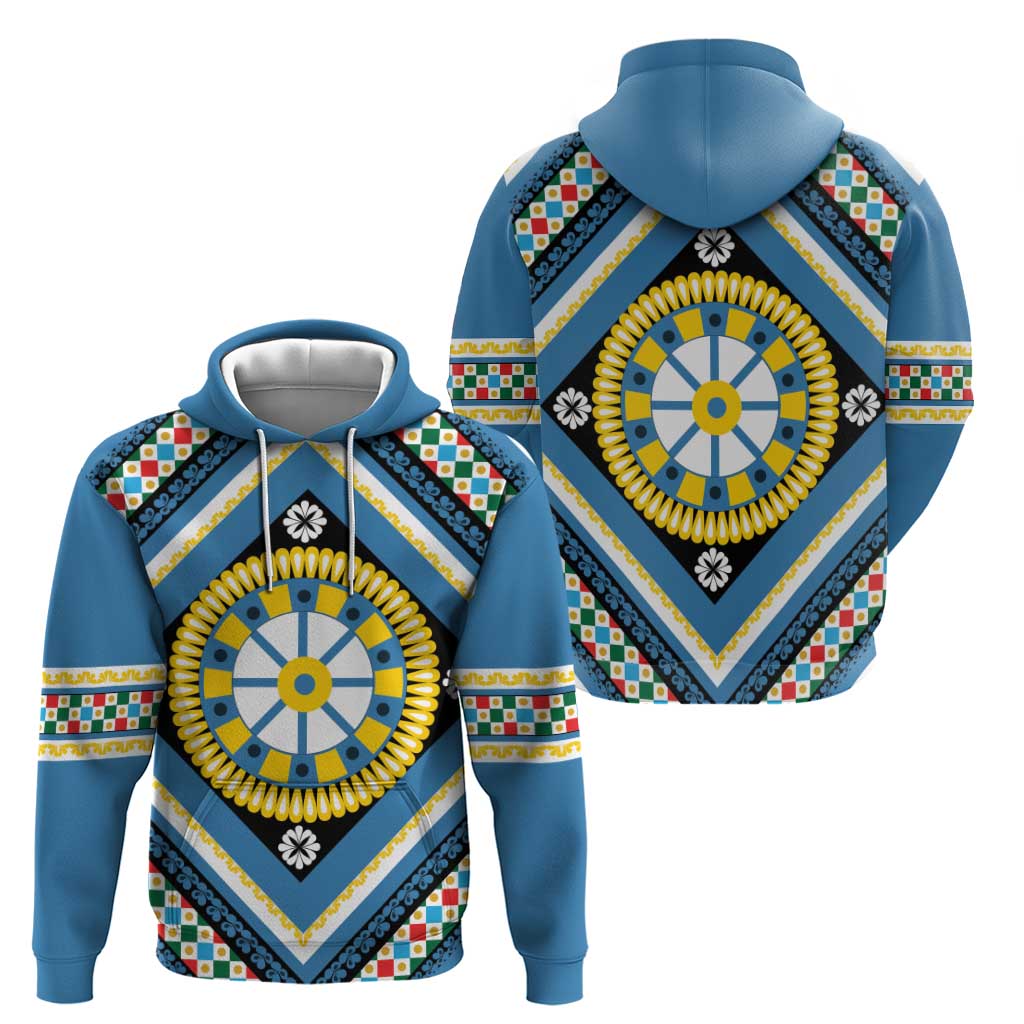 Sicily Italy Carretto Siciliano Hoodie Azure Sicilian Cart Wheel Pattern
