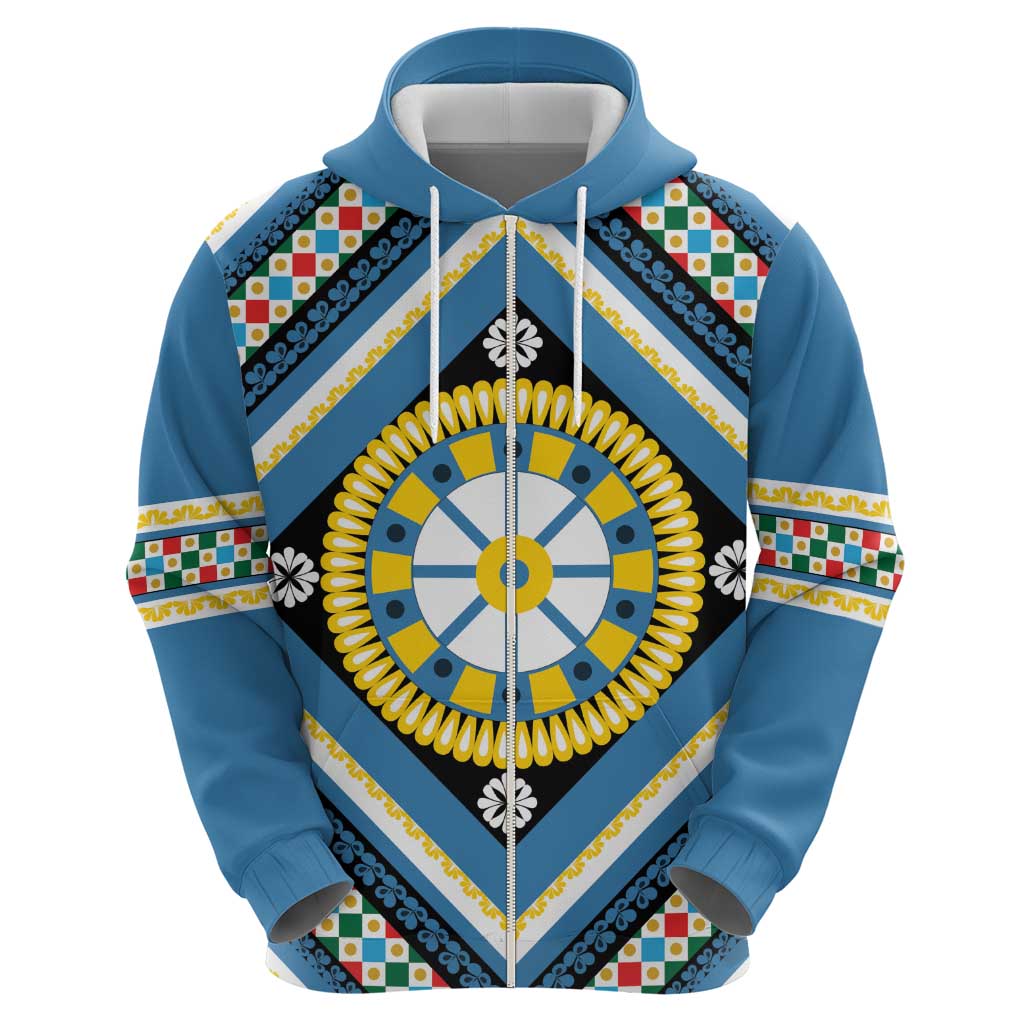Sicily Italy Carretto Siciliano Hoodie Azure Sicilian Cart Wheel Pattern
