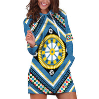 Sicily Italy Carretto Siciliano Hoodie Dress Azure Sicilian Cart Wheel Pattern