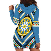 Sicily Italy Carretto Siciliano Hoodie Dress Azure Sicilian Cart Wheel Pattern