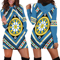 Sicily Italy Carretto Siciliano Hoodie Dress Azure Sicilian Cart Wheel Pattern