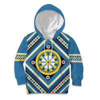 Sicily Italy Carretto Siciliano Kid Hoodie Azure Sicilian Cart Wheel Pattern