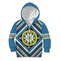 Sicily Italy Carretto Siciliano Kid Hoodie Azure Sicilian Cart Wheel Pattern