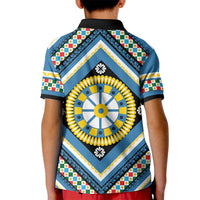 Sicily Italy Carretto Siciliano Kid Polo Shirt Azure Sicilian Cart Wheel Pattern