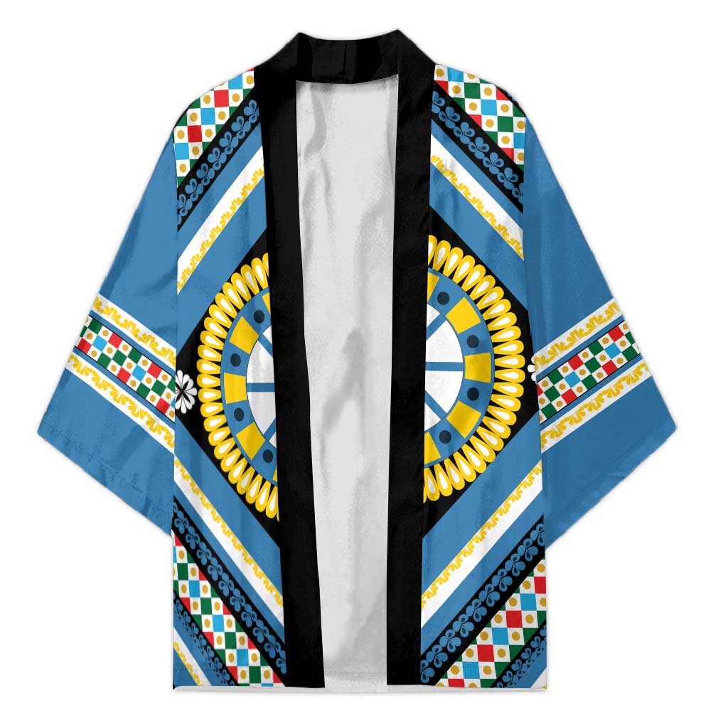 Sicily Italy Carretto Siciliano Kimono Azure Sicilian Cart Wheel Pattern