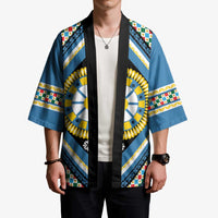 Sicily Italy Carretto Siciliano Kimono Azure Sicilian Cart Wheel Pattern