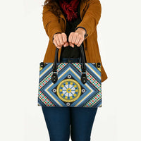 Sicily Italy Carretto Siciliano Leather Bag Azure Sicilian Cart Wheel Pattern