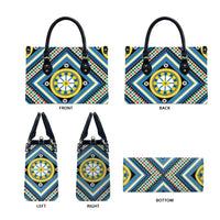 Sicily Italy Carretto Siciliano Leather Bag Azure Sicilian Cart Wheel Pattern