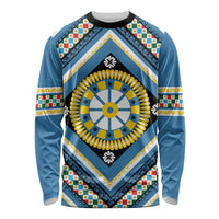 Sicily Italy Carretto Siciliano Long Sleeve Shirt Azure Sicilian Cart Wheel Pattern