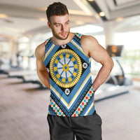 Sicily Italy Carretto Siciliano Men Tank Top Azure Sicilian Cart Wheel Pattern