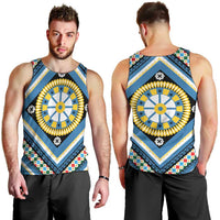 Sicily Italy Carretto Siciliano Men Tank Top Azure Sicilian Cart Wheel Pattern