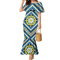 Sicily Italy Carretto Siciliano Mermaid Dress Azure Sicilian Cart Wheel Pattern