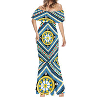 Sicily Italy Carretto Siciliano Mermaid Dress Azure Sicilian Cart Wheel Pattern