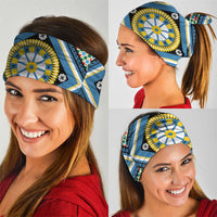 Sicily Italy Carretto Siciliano Neck Gaiter Azure Sicilian Cart Wheel Pattern