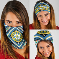 Sicily Italy Carretto Siciliano Neck Gaiter Azure Sicilian Cart Wheel Pattern
