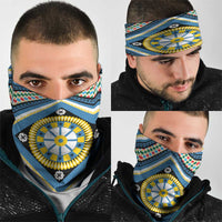 Sicily Italy Carretto Siciliano Neck Gaiter Azure Sicilian Cart Wheel Pattern