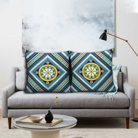 Sicily Italy Carretto Siciliano Pillow Cover Azure Sicilian Cart Wheel Pattern