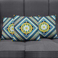 Sicily Italy Carretto Siciliano Pillow Cover Azure Sicilian Cart Wheel Pattern