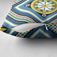 Sicily Italy Carretto Siciliano Pillow Cover Azure Sicilian Cart Wheel Pattern