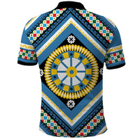 Sicily Italy Carretto Siciliano Polo Shirt Azure Sicilian Cart Wheel Pattern