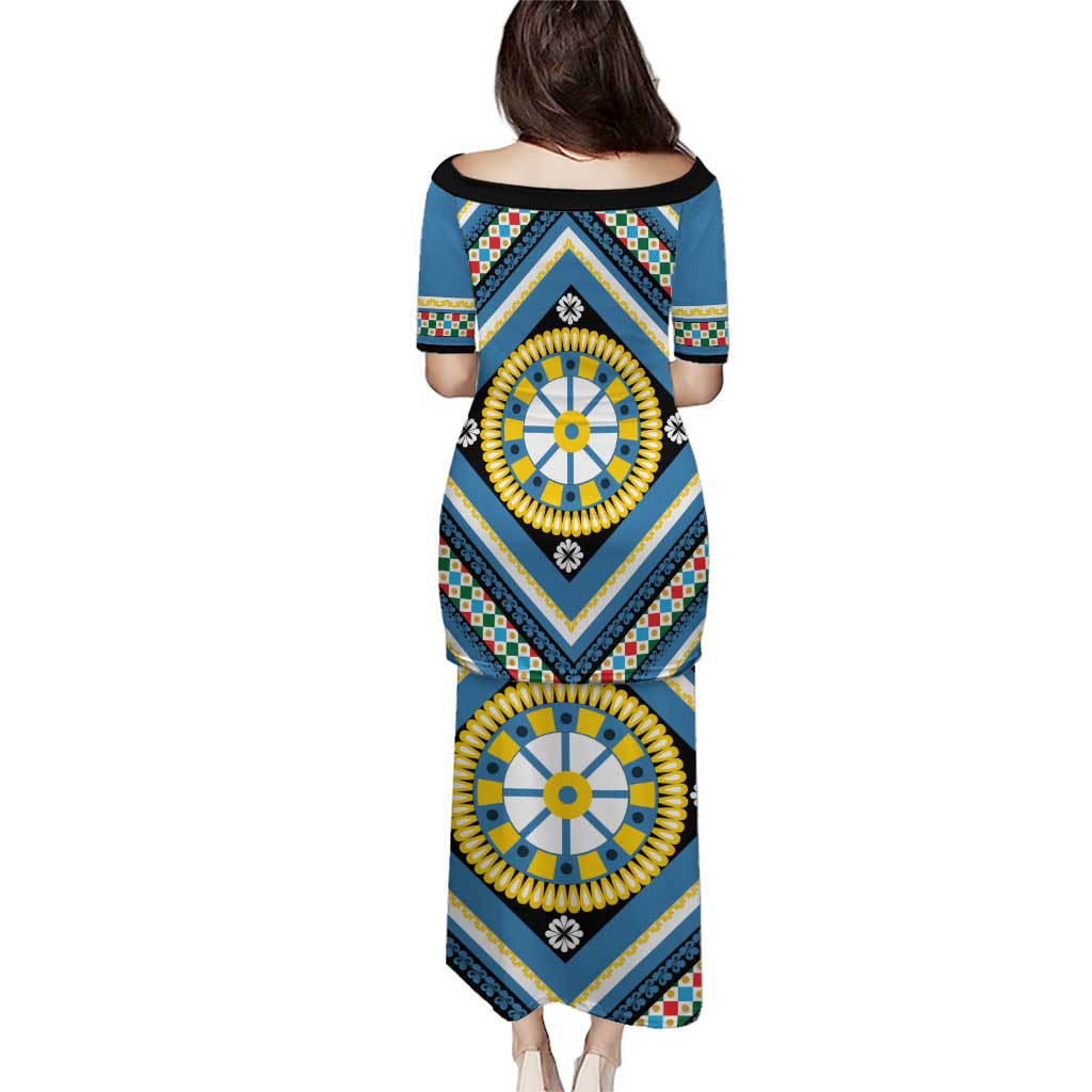 Sicily Italy Carretto Siciliano Puletasi Azure Sicilian Cart Wheel Pattern