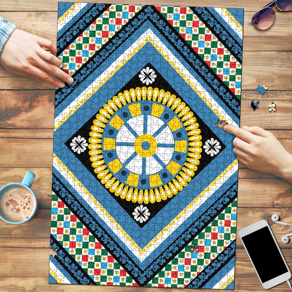 Sicily Italy Carretto Siciliano Puzzle Azure Sicilian Cart Wheel Pattern