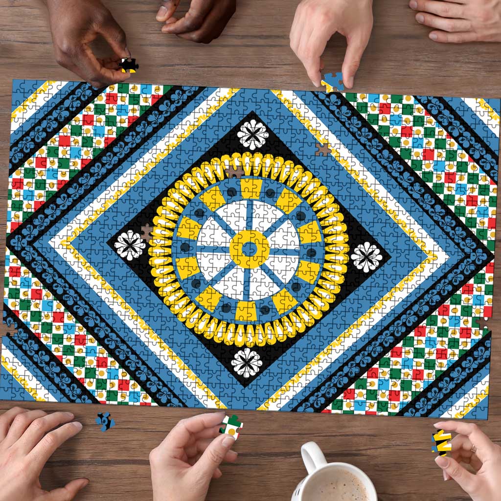Sicily Italy Carretto Siciliano Puzzle Azure Sicilian Cart Wheel Pattern