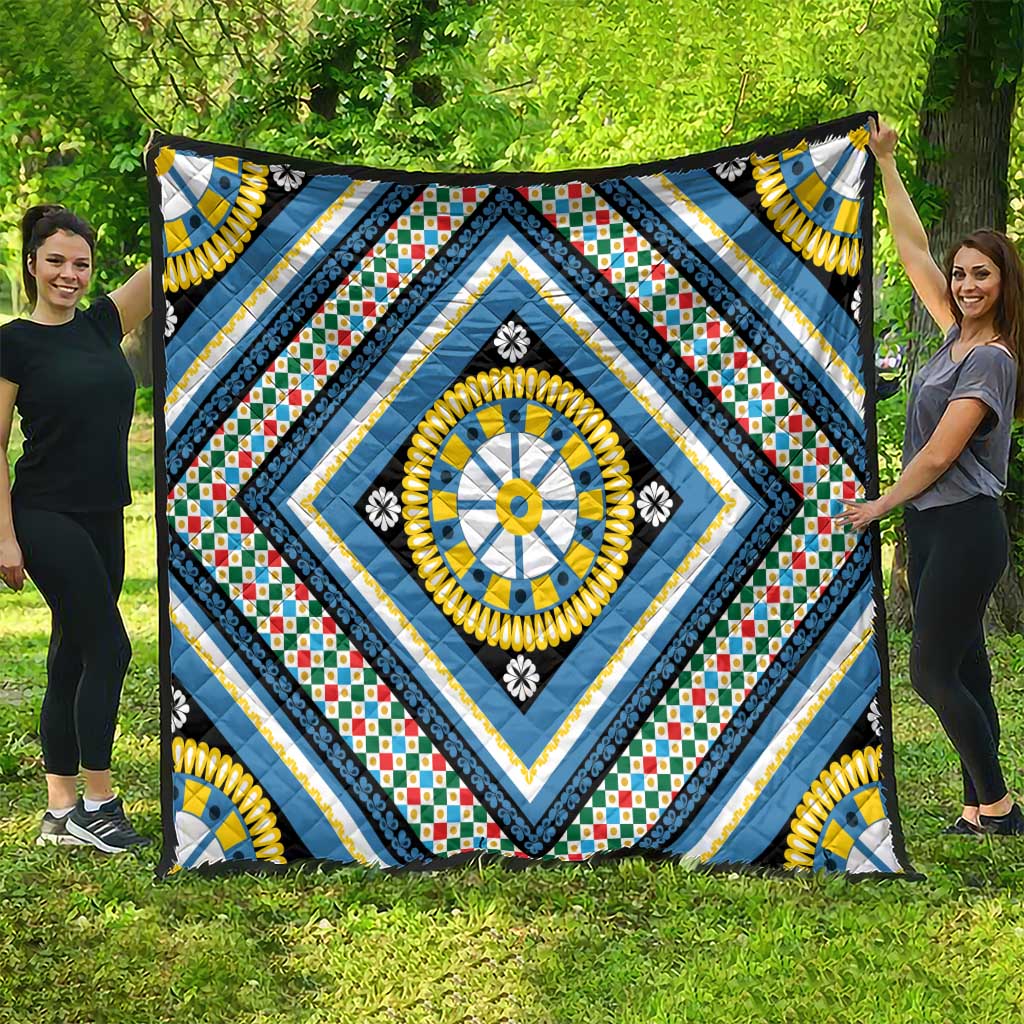 Sicily Italy Carretto Siciliano Quilt Azure Sicilian Cart Wheel Pattern
