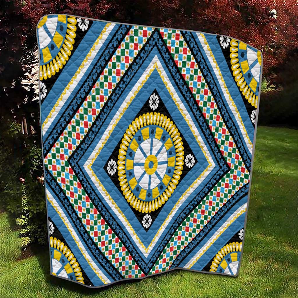 Sicily Italy Carretto Siciliano Quilt Azure Sicilian Cart Wheel Pattern