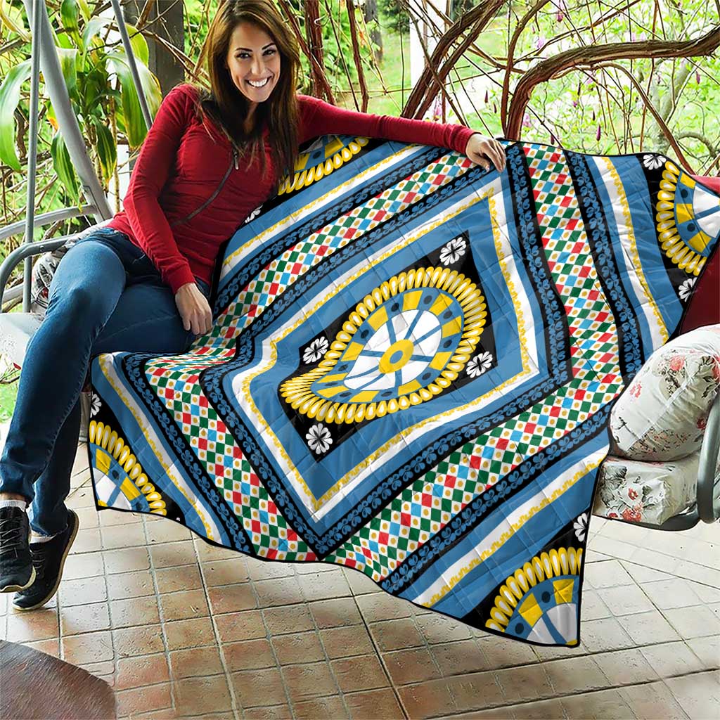 Sicily Italy Carretto Siciliano Quilt Azure Sicilian Cart Wheel Pattern