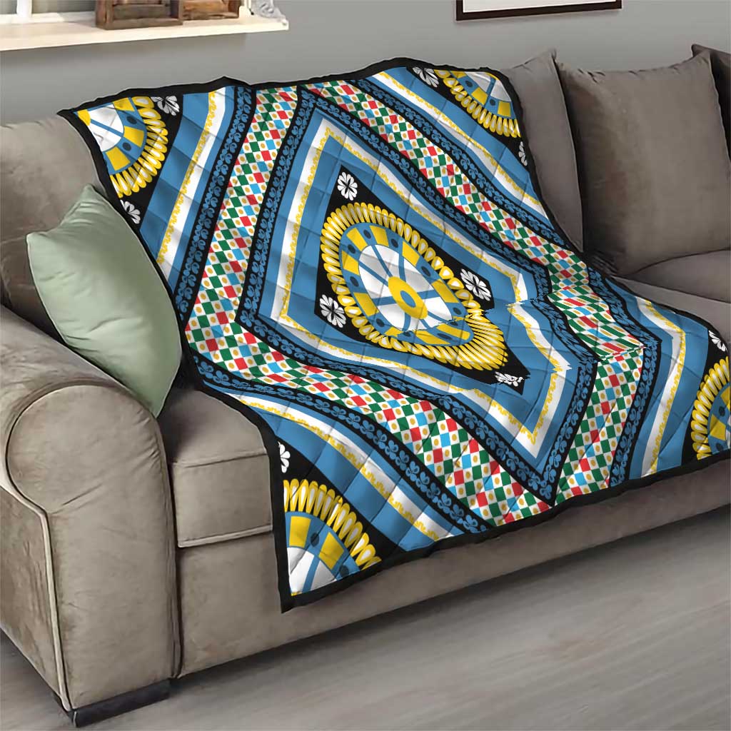 Sicily Italy Carretto Siciliano Quilt Azure Sicilian Cart Wheel Pattern