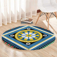 Sicily Italy Carretto Siciliano Round Carpet Azure Sicilian Cart Wheel Pattern