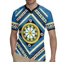 Sicily Italy Carretto Siciliano Rugby Jersey Azure Sicilian Cart Wheel Pattern