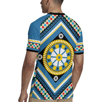 Sicily Italy Carretto Siciliano Rugby Jersey Azure Sicilian Cart Wheel Pattern