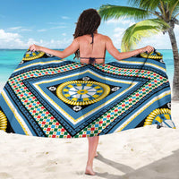 Sicily Italy Carretto Siciliano Sarong Azure Sicilian Cart Wheel Pattern