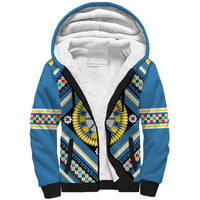 Sicily Italy Carretto Siciliano Sherpa Hoodie Azure Sicilian Cart Wheel Pattern