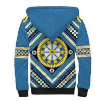 Sicily Italy Carretto Siciliano Sherpa Hoodie Azure Sicilian Cart Wheel Pattern