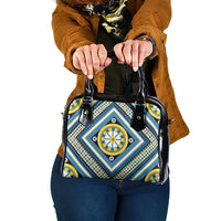 Sicily Italy Carretto Siciliano Shoulder Handbag Azure Sicilian Cart Wheel Pattern