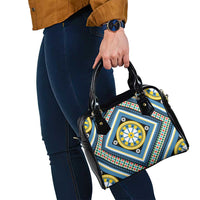 Sicily Italy Carretto Siciliano Shoulder Handbag Azure Sicilian Cart Wheel Pattern