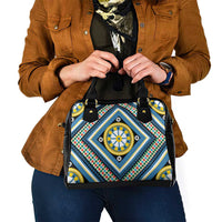 Sicily Italy Carretto Siciliano Shoulder Handbag Azure Sicilian Cart Wheel Pattern
