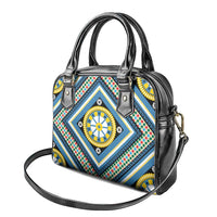 Sicily Italy Carretto Siciliano Shoulder Handbag Azure Sicilian Cart Wheel Pattern