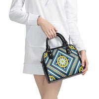 Sicily Italy Carretto Siciliano Shoulder Handbag Azure Sicilian Cart Wheel Pattern