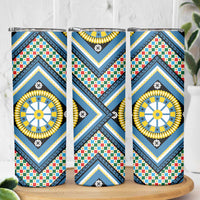 Sicily Italy Carretto Siciliano Skinny Tumbler Azure Sicilian Cart Wheel Pattern