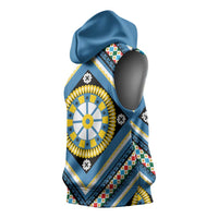 Sicily Italy Carretto Siciliano Sleeveless Hoodie Azure Sicilian Cart Wheel Pattern