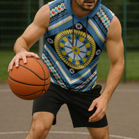 Sicily Italy Carretto Siciliano Sleeveless Hoodie Azure Sicilian Cart Wheel Pattern