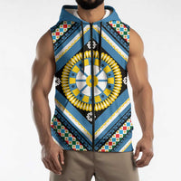 Sicily Italy Carretto Siciliano Sleeveless Zip Hoodie Azure Sicilian Cart Wheel Pattern